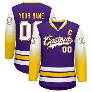 Maillot de hockey sur glace imprimé en 3D personnalisé avec col en V pull à manches longues chemise de sport décontractée Service OEM pour numéro de nom d'équipe - Product Image 4