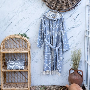 Peignoir turc en tissu éponge Aztec, motif tribal, à capuche, 100% coton - Product Image 2
