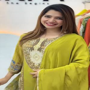 Conjunto de Kurti, Pantalón y Dupatta VASTRA COTTAGE para Mujer, Estilo Francés Pesado, Estampado Digital, Trabajo a Mano, Manga Larga, Traje Étnico Cosido - Product Image 2