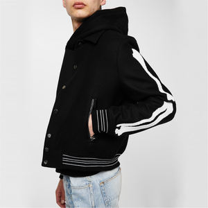 Vente entière personnalisée de haute qualité 100% polyester plaine blanc col montant veste universitaire pour hommes à manches longues veste personnalisée - Product Image 4