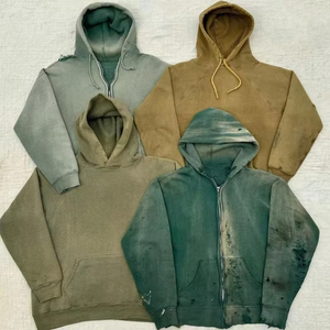 Top vente fabricant haute qualité hiver épais sweat à capuche 100% coton hommes Vintage pierre lavé à l'acide sweat à capuche conception personnalisée - Product Image 1