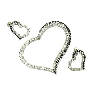 Boucles d'oreilles clous en argent 925 avec zircone cubique en forme de cœur, ensemble de bijoux en cristal pour femmes - Product Image 1