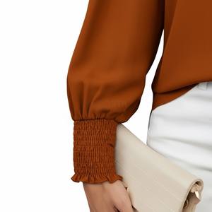 Chemise de bureau vintage imprimée pour femmes automne/hiver 2025, nouvelle chemise sans manches à col rabattu, ample, en tissu organza pour femmes - Product Image 3