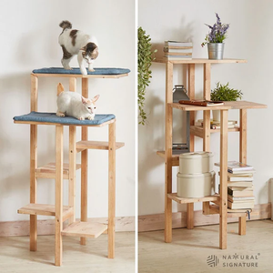 ชั้นวางของอเนกประสงค์สำหรับคนและสัตว์เลี้ยง ทำจากไม้ยางพารา ใช้เป็นต้นไม้สำหรับแมว พื้นที่พักผ่อนแสนสบาย ทนทาน ส่งออกจากมาเลเซีย - Product Image 3