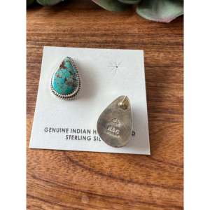 Reda Galvan Red Skin Turquoise & Sterling <b>Silver</b> Water Drop <b>Stud</b> <b>Earrings</b> Bezel <b>Set</b> - Product Image 5