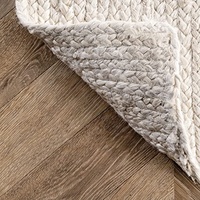 Tapis de sol réversible en jute tissé à la main MORE, style farmhouse, 8' x 10', blanc, à poils moyens, pour intérieur/extérieur