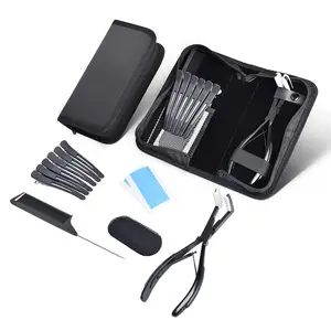 Kit di pinze per estensioni dei capelli strumenti professionali per l'estensione dei capelli piatti nero nel Kit di strumenti per pinze per capelli per lo Styling umano