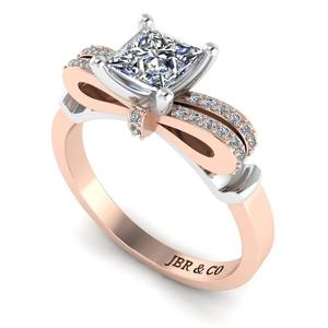 Bague de fiançailles en argent sterling 925 bicolore plaqué or rose avec diamant taille princesse moderne pour femmes au meilleur prix - Product Image 5
