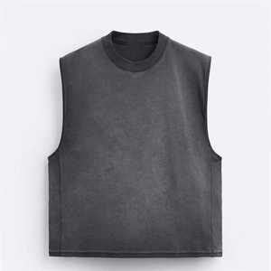 เสื้อกล้ามผู้ชาย180กรัมระบายอากาศได้ดีผ้าฝ้ายถักซักได้ไซส์ใหญ่พิเศษวินเทจเปิดไหล่ดีไซน์แบบลำลอง - Product Image 4