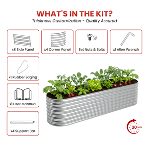 Bac à légumes surélevé en métal ondulé ovale pour l'extérieur, facile à assembler, pour légumes de jardin, GB027 - Product Image 4