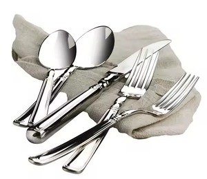 Juego de cubiertos de metal con textura real, cubiertos de acero inoxidable con acabado antiguo, vajilla elegante para uso doméstico y de fiesta - Product Image 4