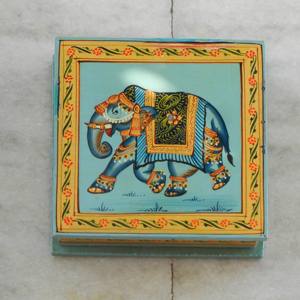 Sous-verres en bois peints à la main de style bohème Dessous de plat faits par l'artiste Décoration de table Dessous de verre pour boissons à la maison Tapis et tampons - Product Image 3