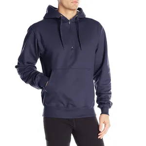 เสื้อฮู้ดผ้าฝ้าย100% สำหรับผู้ชายซิป1/2แบบสวมหัวซิปรูดซิปลายพิมพ์ขนาด XS - Product Image 1