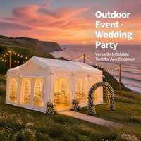 Tente de mariage gonflable blanche en tissu Oxford PVC, colonne d'air, quatre saisons, double couche, imperméable, ignifuge, anti-UV, pour fêtes