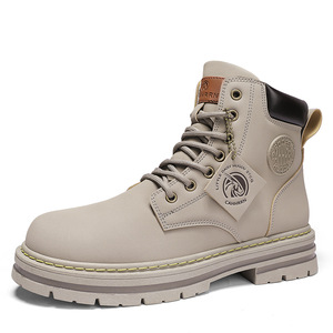 Bottes de randonnée mi-hautes confortables en cuir véritable antidérapantes résistantes à l'usure pour hommes, toutes saisons, travail en plein air, randonnée - Product Image 3