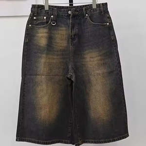 Wholesale Casual Vintage Washed Denim <b>Shorts</b> For <b>Men</b> Custom logo Embroidery Oversized <b>Shorts</b> <b>Baggy</b> Style <b>Men's</b> Denim Jort - Product Image 2