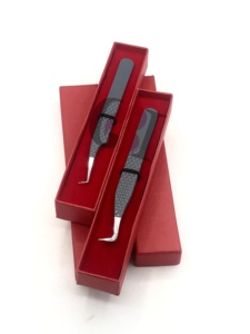 Pince à épiler professionnelle GETUP BROSONS IMPEX en acier inoxydable pour extensions de cils, à 90 degrés, revêtement gris, anti-magnétique - Product Image 2