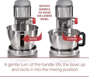 Batteur sur socle de haute qualité, 7 qrt, avec batteur plat, crochet à pâte et fouet, acier inoxydable brossé (WGSM100S) - Product Image 3