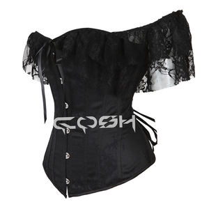 Corset sexy pour femme, épaules dénudées, à lacets, avec baleines en acier, style overbust - Product Image 1