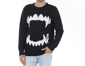 เสื้อสเวตเตอร์โอเวอร์ไซส์สำหรับผู้ชายเสื้อสเวตเตอร์แบบสวมหัวคอกลมสำหรับฤดูใบไม้ร่วงและฤดูหนาวเสื้อสตรีทแวร์ผ้าคอตตอน100% พิมพ์ลายดอกไม้สีทึบ - Product Image 2