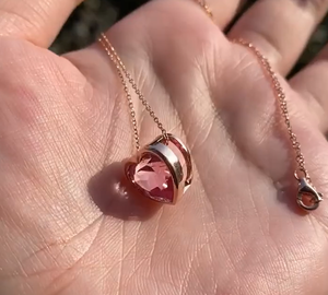 Collier pendentif en cristal rose en forme de cœur de 2,0 carats, serti de pierres, chaîne en or jaune 14 carats, bijoux de mode personnalisés, cadeau d'anniversaire pour elle - Product Image 4