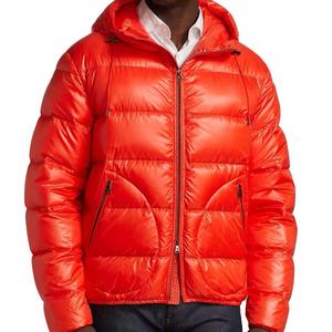 Chaqueta de Plumón para Hombre, Estilo Bomber, Corta, Gruesa, Brillante, con Capucha, para Invierno, Color Negro - Product Image 1