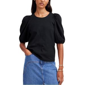 Camiseta informal personalizada para mujer con manga corta abullonada sólida transpirable 100% algodón en colores personalizados para la temporada de primavera - Product Image 1