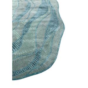 Alfombra Rectangular Clásica Azul Adrift Hecha a Mano con Lana y Viscosa, Diseño Abstracto para Hogar y Pasillo, para Adolescentes, TR-15187 - Product Image 4