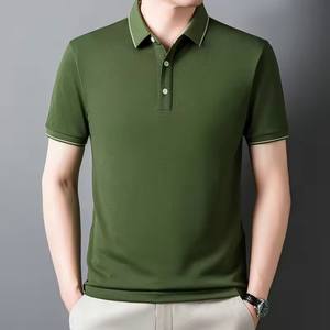 Vente en gros 100% coton Golf à manches courtes pour hommes pour T-shirts polo Tissu éponge respirant Couleurs unies - Product Image 5