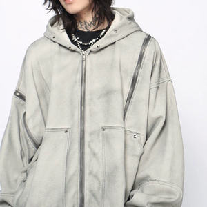 Fabricante al por mayor logotipo personalizado bordado 100% algodón hombres de tela de punto Street Old Vintage Hip Hop Sun Faded Pullover - Product Image 3