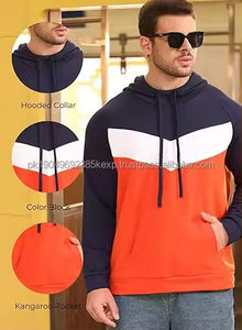 Sudadera con Capucha de Manga Larga con Bloques de Color para Hombre, Sudadera Elegante con Bolsillo Tipo Canguro, Ideal para Uso Casual, Comodidad Durante Todo el Día - Product Image 5