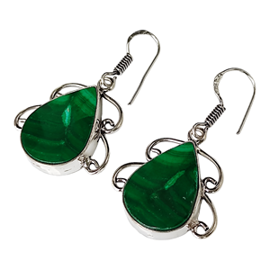 Boucles d'oreilles en forme de larme de malachite plaquées argent de style bohème pour femmes bijoux de mode de premier plan pour les fêtes-Offres Spéciales - Product Image 2