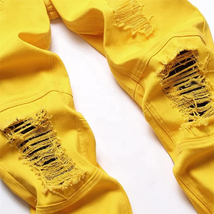 Jeans skinny déchirés avec trou au genou, pantalon américain, hip hop, motard, extensible, coupe slim, jambe droite, denim - Product Image 3