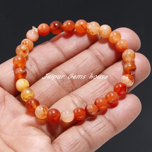 Venta caliente Pulsera de cuentas de oro plateado Piedra preciosa de cornalina natural con resorte de alambre elástico Colección especial Regalo perfecto para ella - Product Image 4