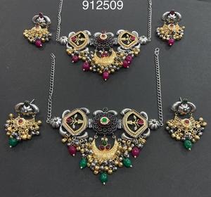 Último diseño hecho a mano collar oxidado conjuntos de joyas para damas Top moda nupcial y fiesta desgaste joyería personalizada para la venta - Product Image 1