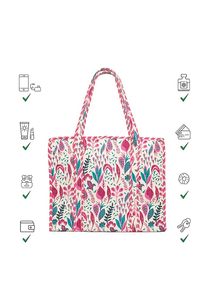 Sac fourre-tout en coton matelassé rose, grand et fait à la main, fermeture à glissière personnalisable, design vintage écologique, pour l'épicerie des dames - Product Image 4