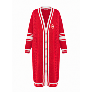 Delta | Sigma | Theta Sorority Long <b>Cardigan</b> <b>Women's</b> Casual Duster <b>Longline</b> Knitwear Acrylic Maxi Front Open Knitted Sweater - Product Image 1
