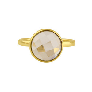 Lunette de pierres précieuses à facettes en quartz fumé naturel de 12mm Bague délicate en or 18 carats et en argent sterling fin pour femmes pour les occasions de cadeaux - Product Image 4