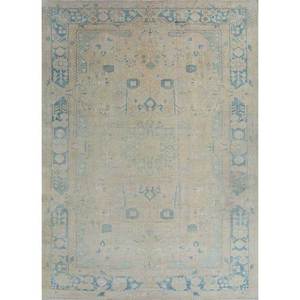 Tapis vintage en laine dorée noué à la main, motif médaillon chinois traditionnel, rectangulaire 9x12 pour la maison, la chambre, le couloir Pae-4042 - Product Image 1