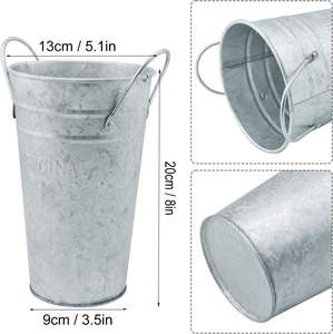 Maceta de metal galvanizado de tamaño alto con asas laterales para sala de estar de entrada, juego de macetas de flores hechas a mano decorativas - Product Image 5