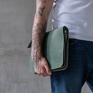 Professional Handmade LP-0039 Leather Portfolio Wholesale Office Products <b>Canvas</b> Bag-Style Genuine Leather - Product Image 3