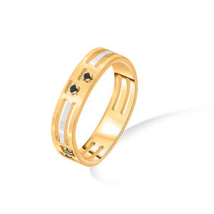 Oval Cut Rhodium-Plated Stainless <b>Steel</b> Fashion <b>Ring</b> in 18K Gold Tone - Product Image 4