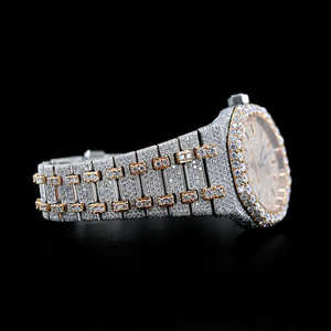 Reloj de cuarzo con diamantes cultivados en laboratorio de alta calidad, esfera analógica de lujo, pantalla New Age con banda de acero inoxidable, estilo antiguo - Product Image 2