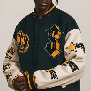 OEM personalizado de talla grande de los hombres Bomber chaqueta de béisbol parches personalizados bordado Logo Letterman Varsity chaquetas para hombre - Product Image 2