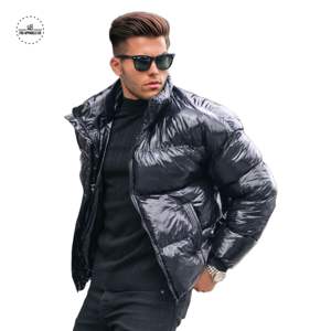 Chaqueta acolchada de burbujas para hombre, chaqueta de plumón brillante con logotipo personalizado, abrigos de plumón de la mejor calidad OEM con logotipo para hombre - Product Image 2