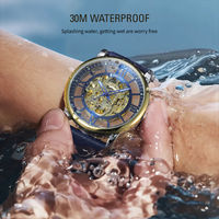 Montre automatique pour homme FORSINING Official 3D Skeleton, rétro, lumineuse, mécanique, 41 mm, étanche, bracelet en cuir, ovale