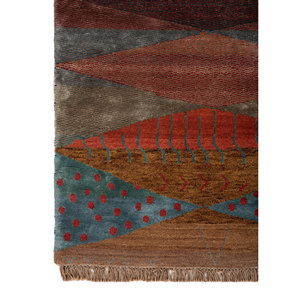 Tapis en laine et soie de bambou noué à la main à motif géométrique bleu Freedom Manchaha pour la décoration de la maison et du salon - Les-8378 - Product Image 4