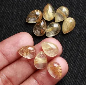 天然金红石梨形状光滑凸圆形珠宝制作各种尺寸创造令人惊叹的设计诞生石宝石