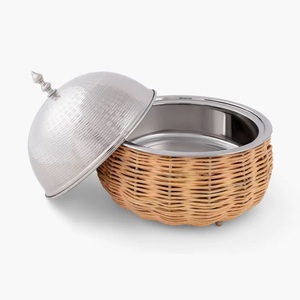 Plato de cazuela de acero inoxidable martillado con tapa de diseñador Fiestas DE BODA Comida Postre Servir cazuela olla para gran oferta - Product Image 3
