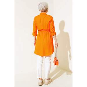 Chemise à taille élastique à double poche Orange - Product Image 3